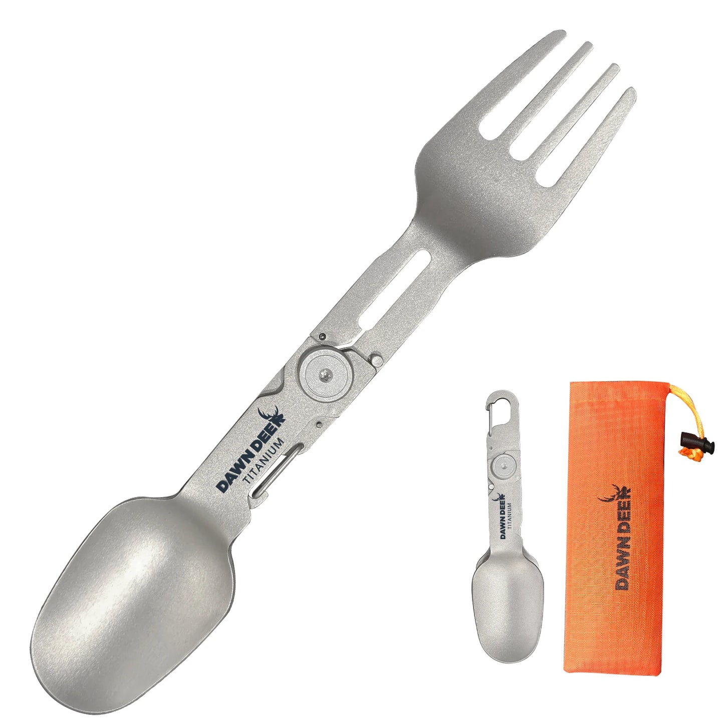 Titanium Folding Spoon and Fork for Camping, Multifunctional combination tableware - Lightweight, Durable Travel Utensil - EDC