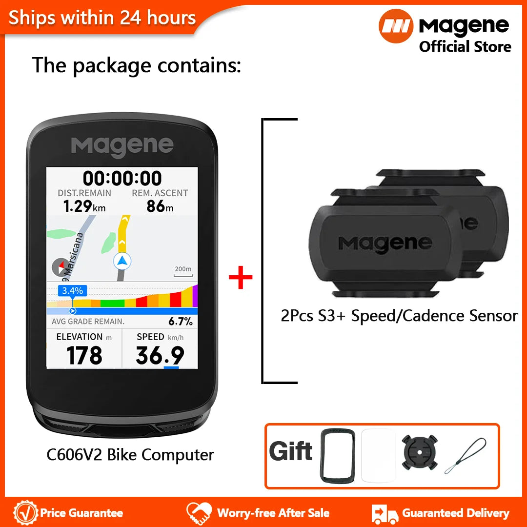 Magene C606V2 GPS Bike Computer Navigation Speedometer Bicycle Odometer Wi-Fi Offline Route Indoor Training 13 Language ClimbPro