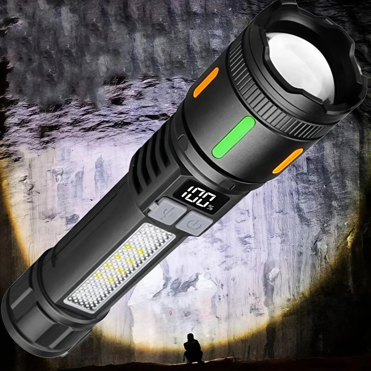 LongRange Rechargeable Flashlight Zoomable,Waterproof Torch for Camping,Emergencies  Outdoor Adventures Multi-Functional Durable