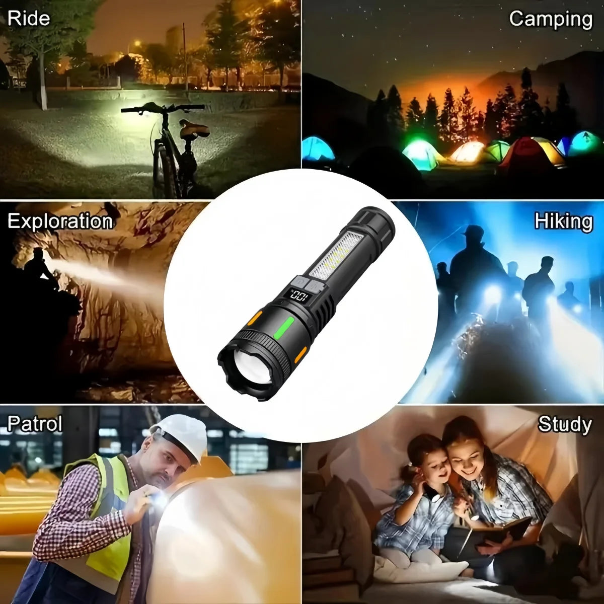 LongRange Rechargeable Flashlight Zoomable,Waterproof Torch for Camping,Emergencies  Outdoor Adventures Multi-Functional Durable