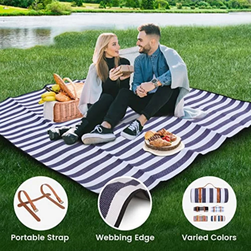 Extra Large 80" X 80" Picnic Blanket Waterproof And Foldable Beach Blanket for Outdoor Picnics And Beach Days