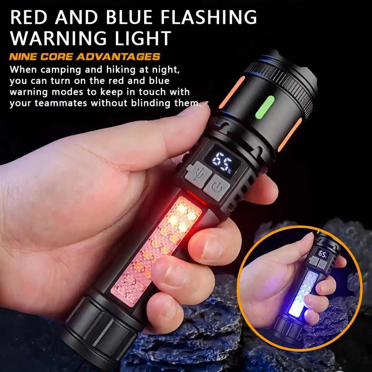 LongRange Rechargeable Flashlight Zoomable,Waterproof Torch for Camping,Emergencies  Outdoor Adventures Multi-Functional Durable