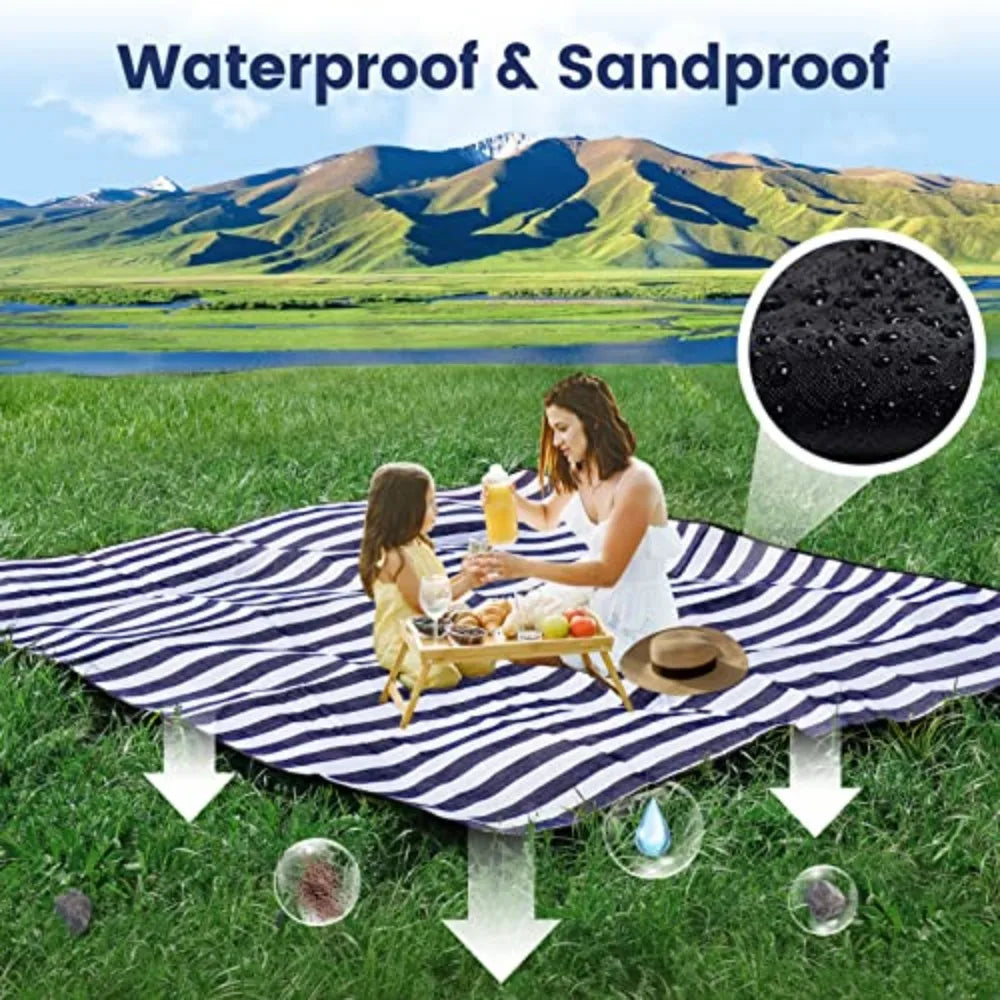 Extra Large 80" X 80" Picnic Blanket Waterproof And Foldable Beach Blanket for Outdoor Picnics And Beach Days