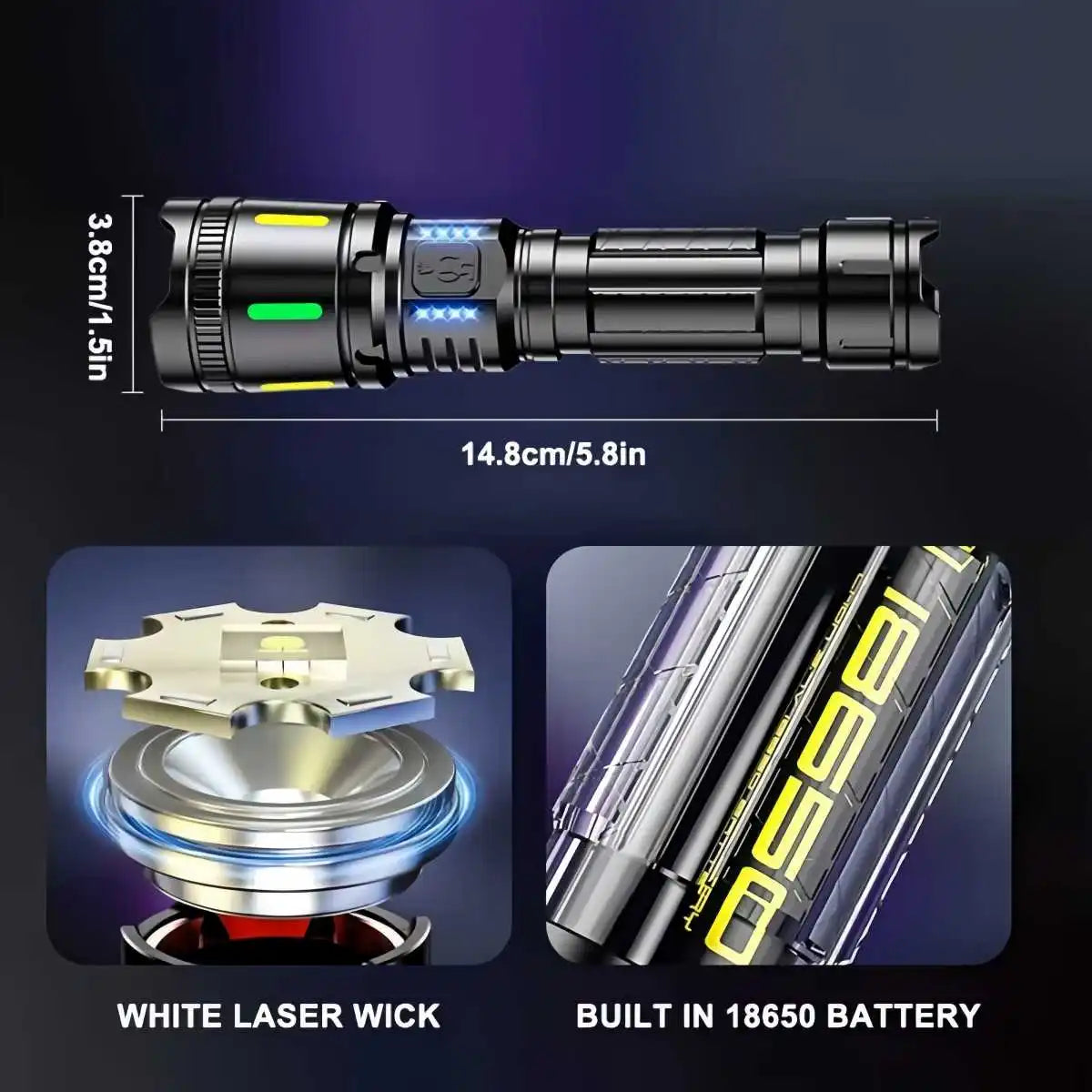 LongRange Rechargeable Flashlight Zoomable,Waterproof Torch for Camping,Emergencies  Outdoor Adventures Multi-Functional Durable