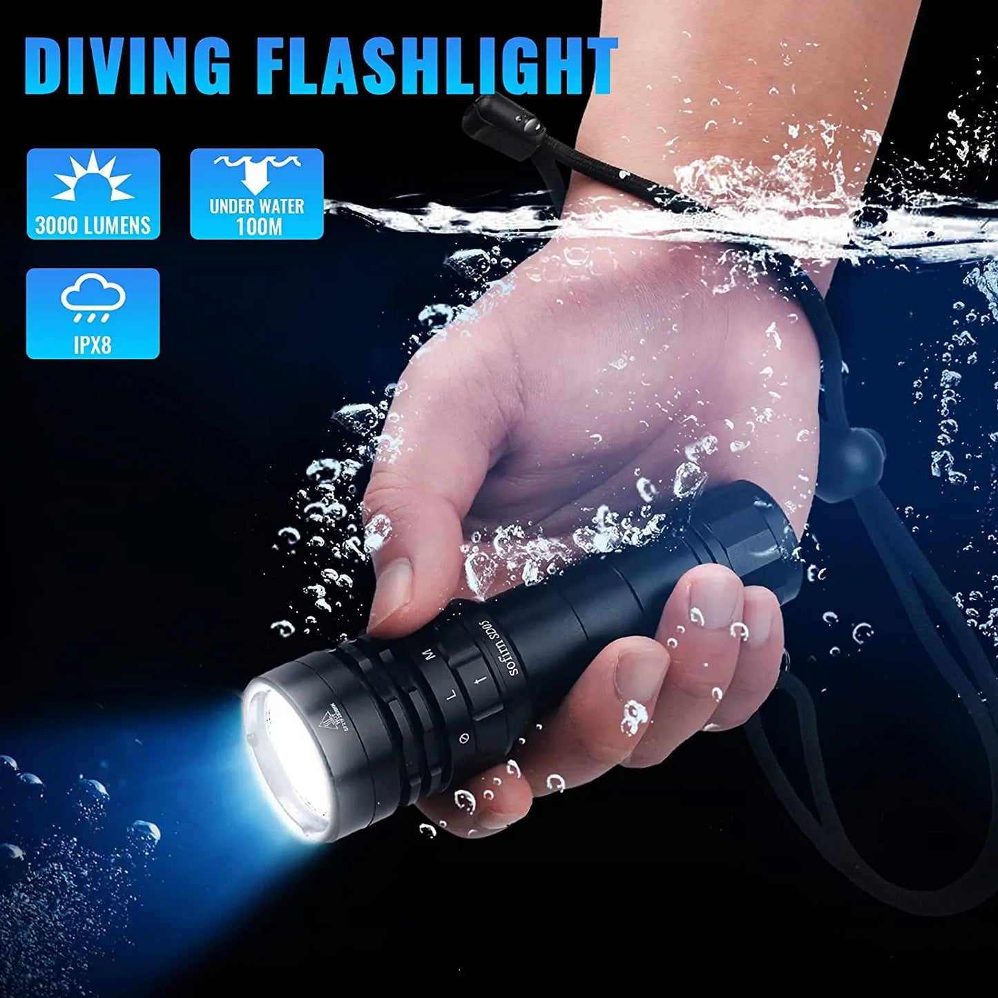 Sofirn SD05 Scuba Diving Flashlight XHP50.2 Super Bright 3000lm 21700 Battery Dive Torch with Magnetic Switch 5000K 6500K
