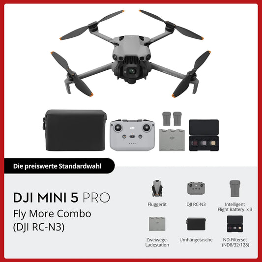 DJI Mini 5 Pro Camera Drones ActiveTrack 360° Ultra-Light Foldable with 1-Inch CMOS 4K Camera Drone Omnidirectional Obstacle Sensing 225° Gimbal 20km Transmission With Mini 5 Pro Accessories for Beginners