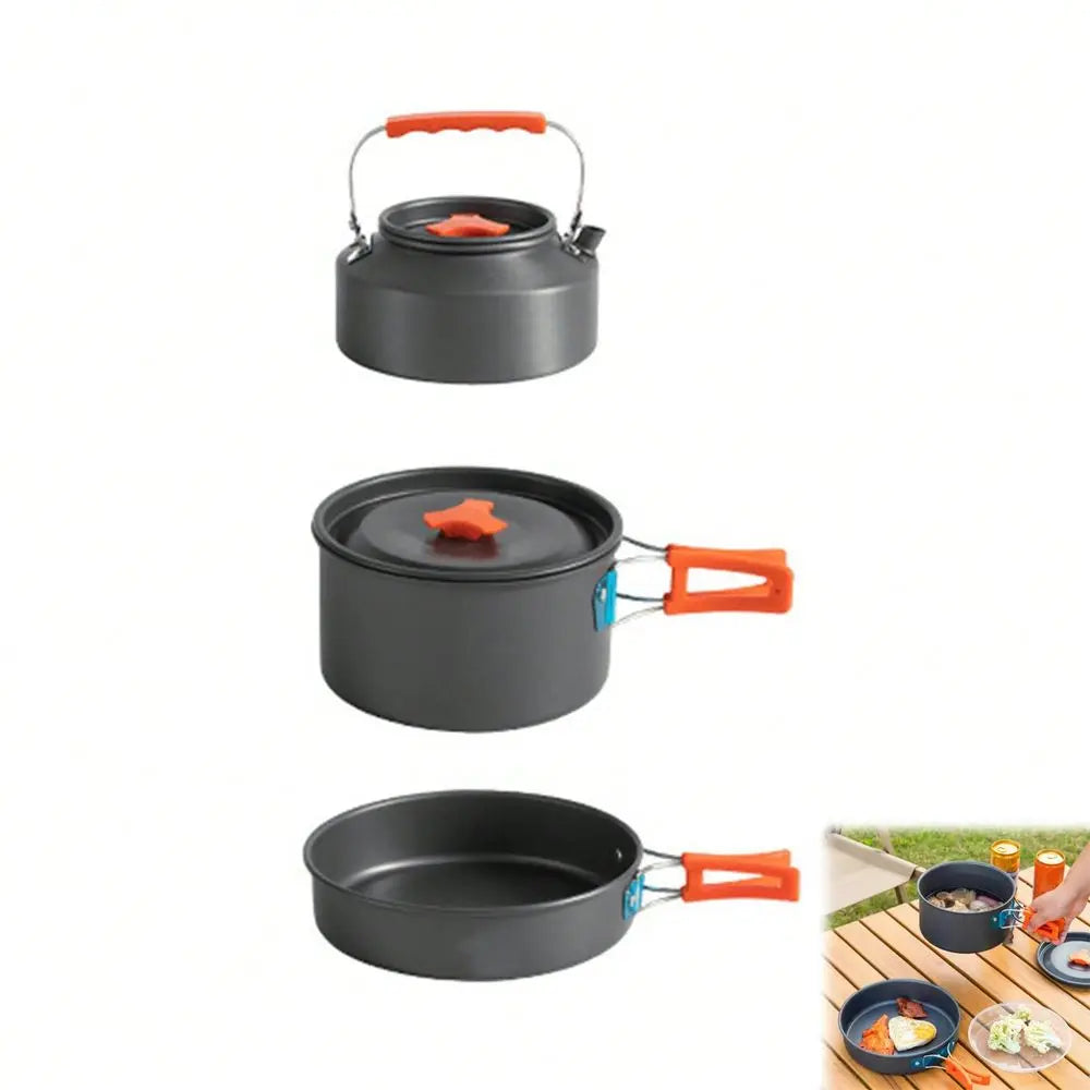 Camping Cookware Kit NonStick Aluminum Alloy Pot Pan Kettle Set For Camping Hiking Fishing Backpacking