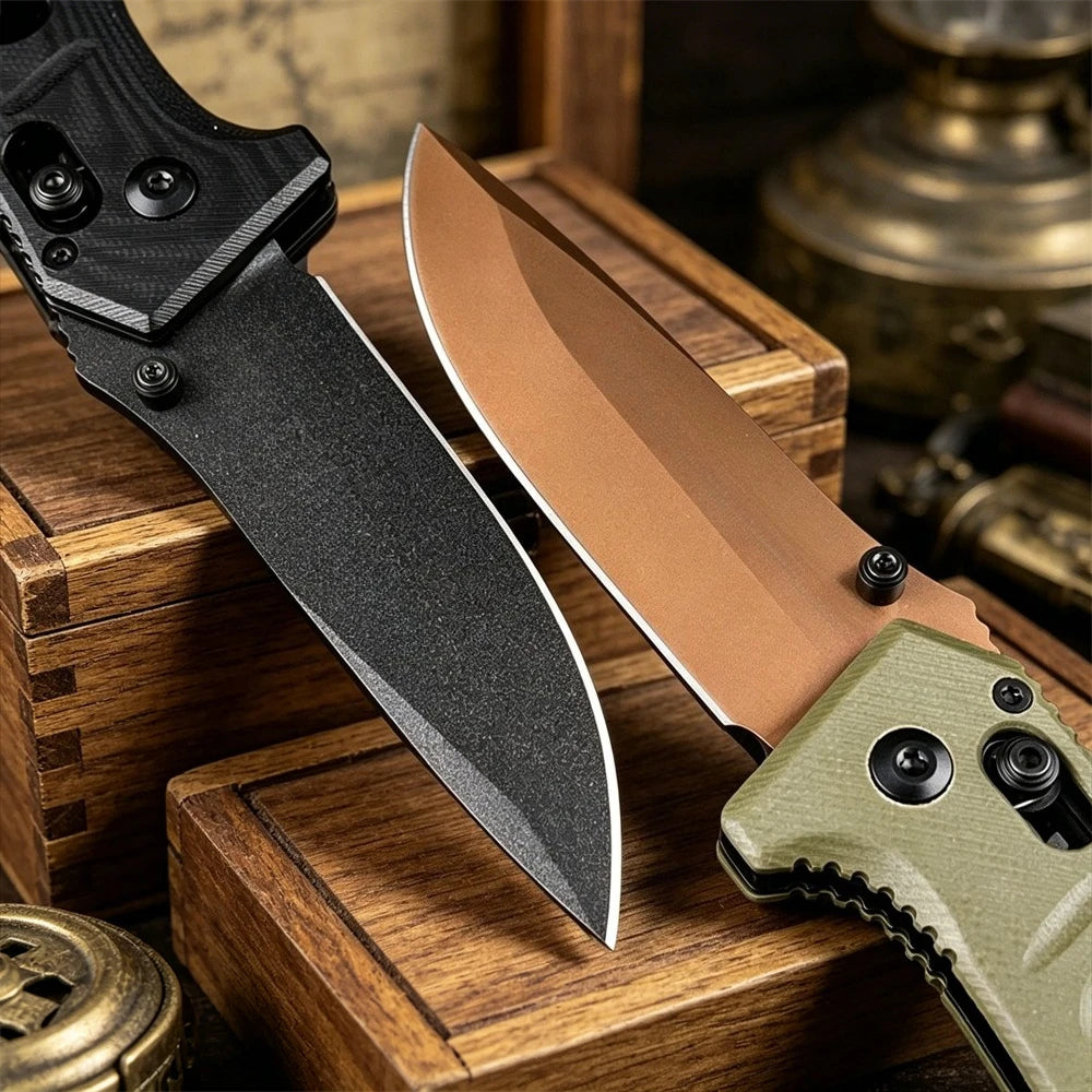 BM273 Small Folding Pocket Knife D2 Steel Blade G10 Handle for Outdoor Camping Hunting Survival Tool Everyday Carry Gift for Men