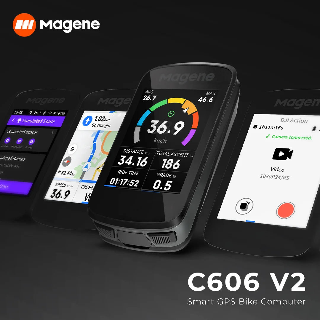 Magene C606V2 GPS Bike Computer Navigation Speedometer Bicycle Odometer Wi-Fi Offline Route Indoor Training 13 Language ClimbPro