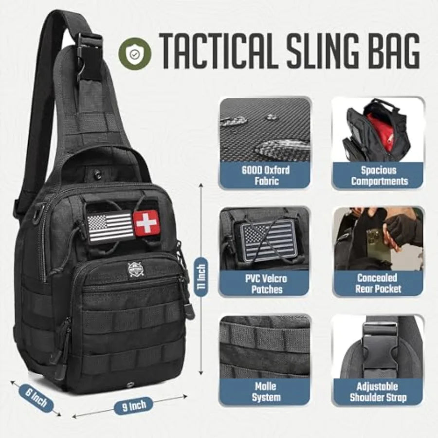 Survival Kit 265 Pcs Emergency Gear and Supplies First Aid Bug Out Go Bag EDC Molle System Backpack Hiking Camping Outdoor Acce
