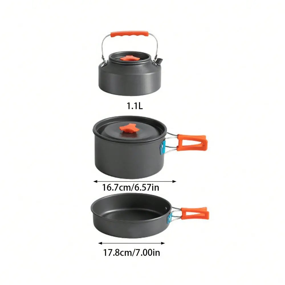 Camping Cookware Kit NonStick Aluminum Alloy Pot Pan Kettle Set For Camping Hiking Fishing Backpacking