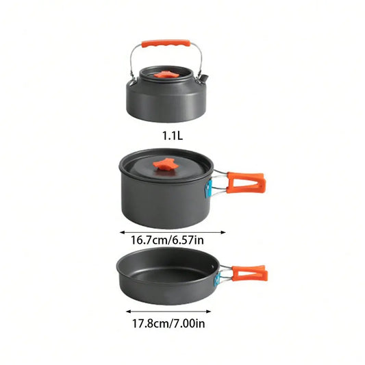 Camping Cookware Kit NonStick Aluminum Alloy Pot Pan Kettle Set For Camping Hiking Fishing Backpacking