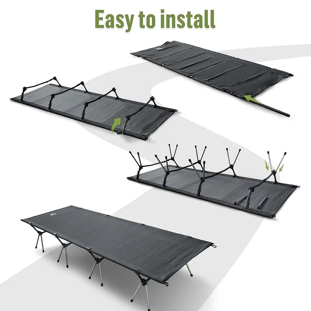 Night Cat Camping Cot Bed - Portable Folding Sleeping Cots for Adults 1-Person Outdoor Elevated Off-Ground Beds Easy Set-up Army Sleeping Bed