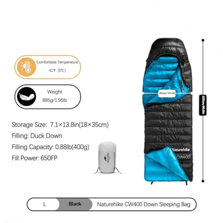 Ultralight Down Cold Weather Sleeping Bag 650FP Compact Sleeping Bag 3-4 Season for Adults and Backpacking Camping Hiking Trave