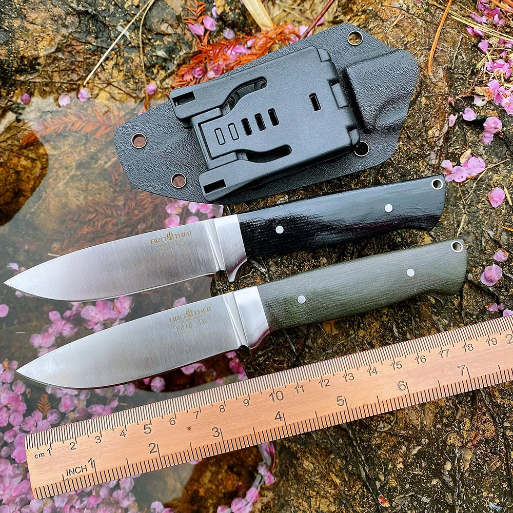 Brother Knife F018 Bushcarft D2 Hunting Knives Stone Wash Micarta Grips Sharp Fixed Blade Fishing Outdoor Knife