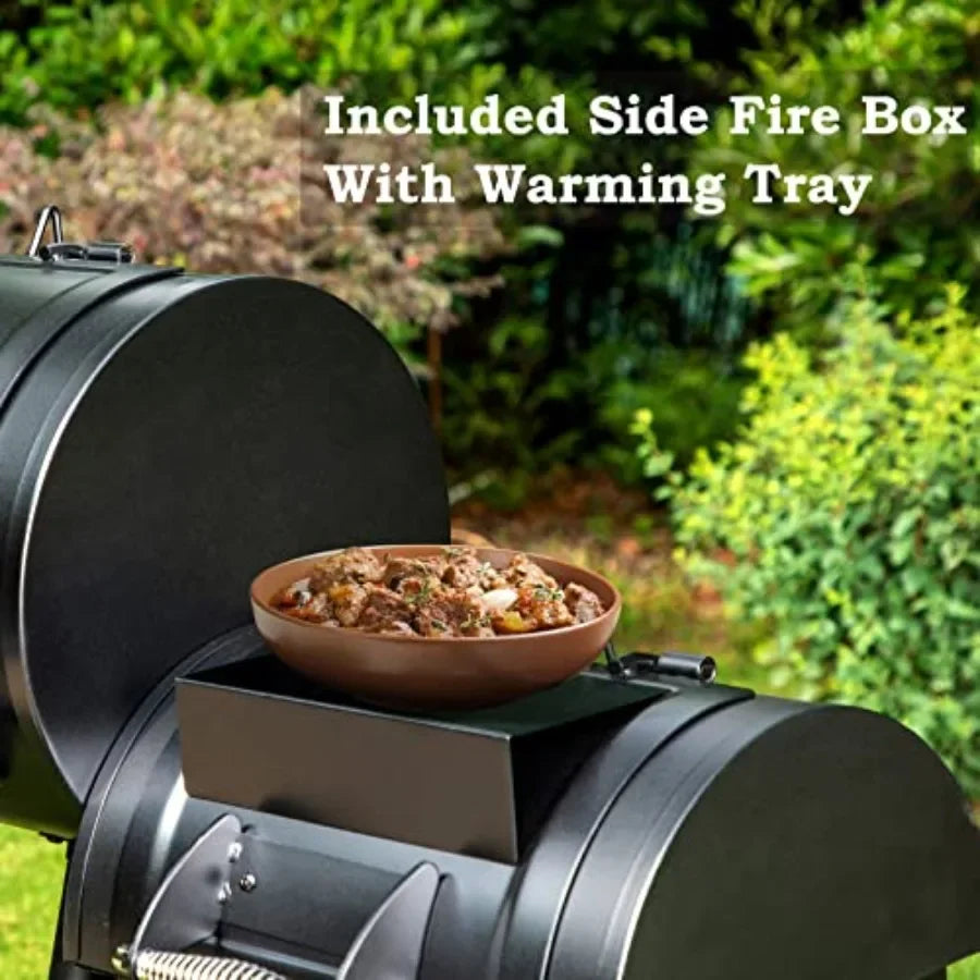 Heavy-Duty Charcoal Outdoor Smoker Grill, Extra Large Offset Smoker, Black Steel, Dual-Function BBQ Grill Smoker Combo for Pati