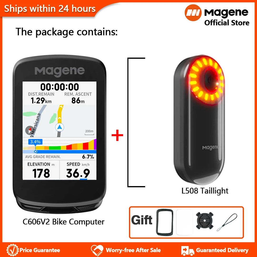 Magene C606V2 GPS Bike Computer Navigation Speedometer Bicycle Odometer Wi-Fi Offline Route Indoor Training 13 Language ClimbPro