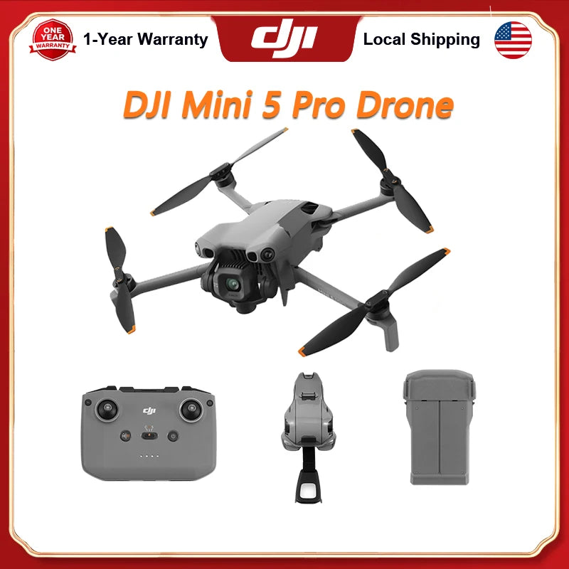 DJI Mini 5 Pro Camera Drones ActiveTrack 360° Ultra-Light Foldable with 1-Inch CMOS 4K Camera Drone Omnidirectional Obstacle Sensing 225° Gimbal 20km Transmission With Mini 5 Pro Accessories for Beginners