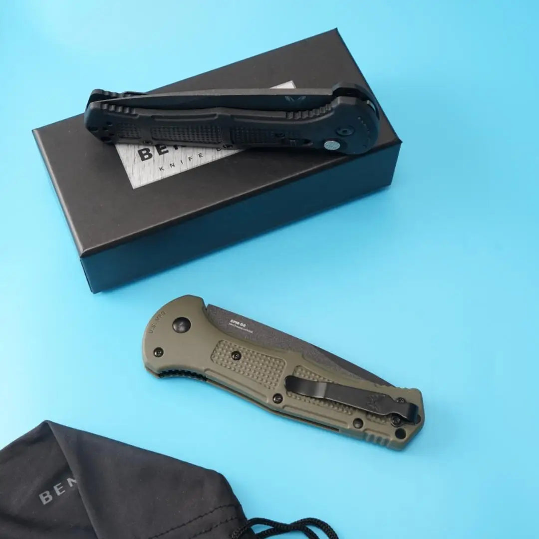 BM 9070 Pocket Folding Knife D2 Blade Nylon Fiber Handle Hunting Self-defense Camping Tactical Survival Knives Portable EDC Tool