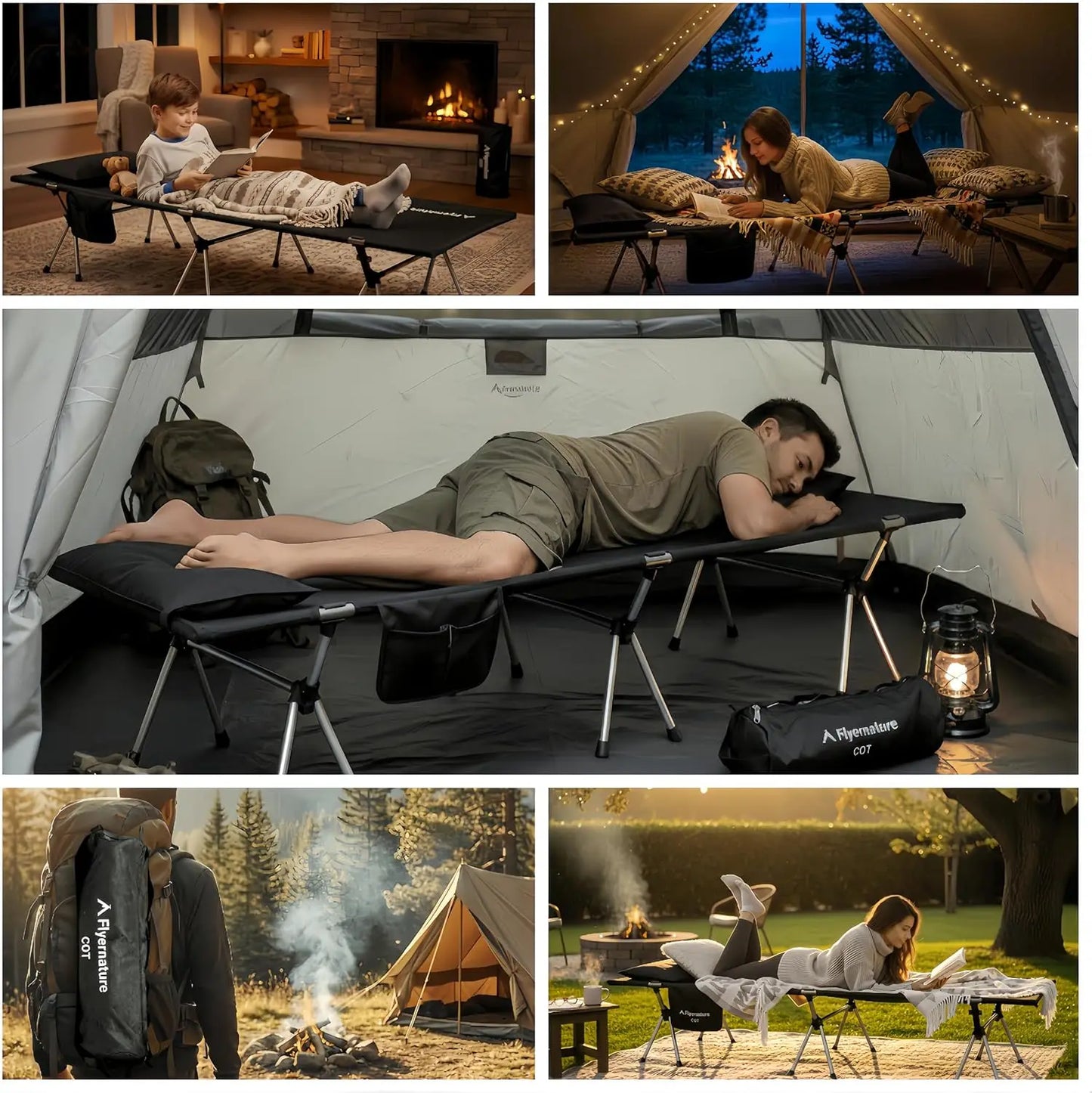 Camping Cot for Adults, Height Adjustable Sleeping Cot, Supports 300 lbs, Lightweight Compact