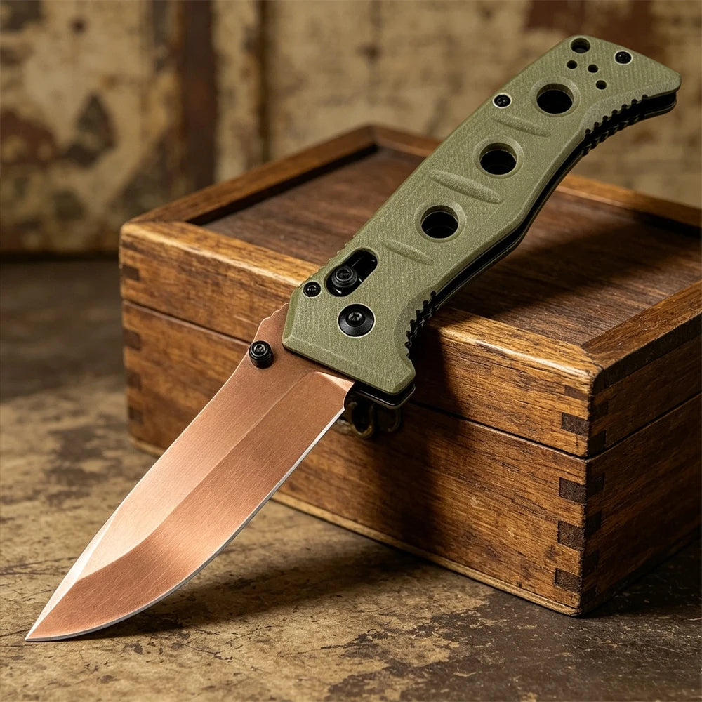 BM273 Small Folding Pocket Knife D2 Steel Blade G10 Handle for Outdoor Camping Hunting Survival Tool Everyday Carry Gift for Men