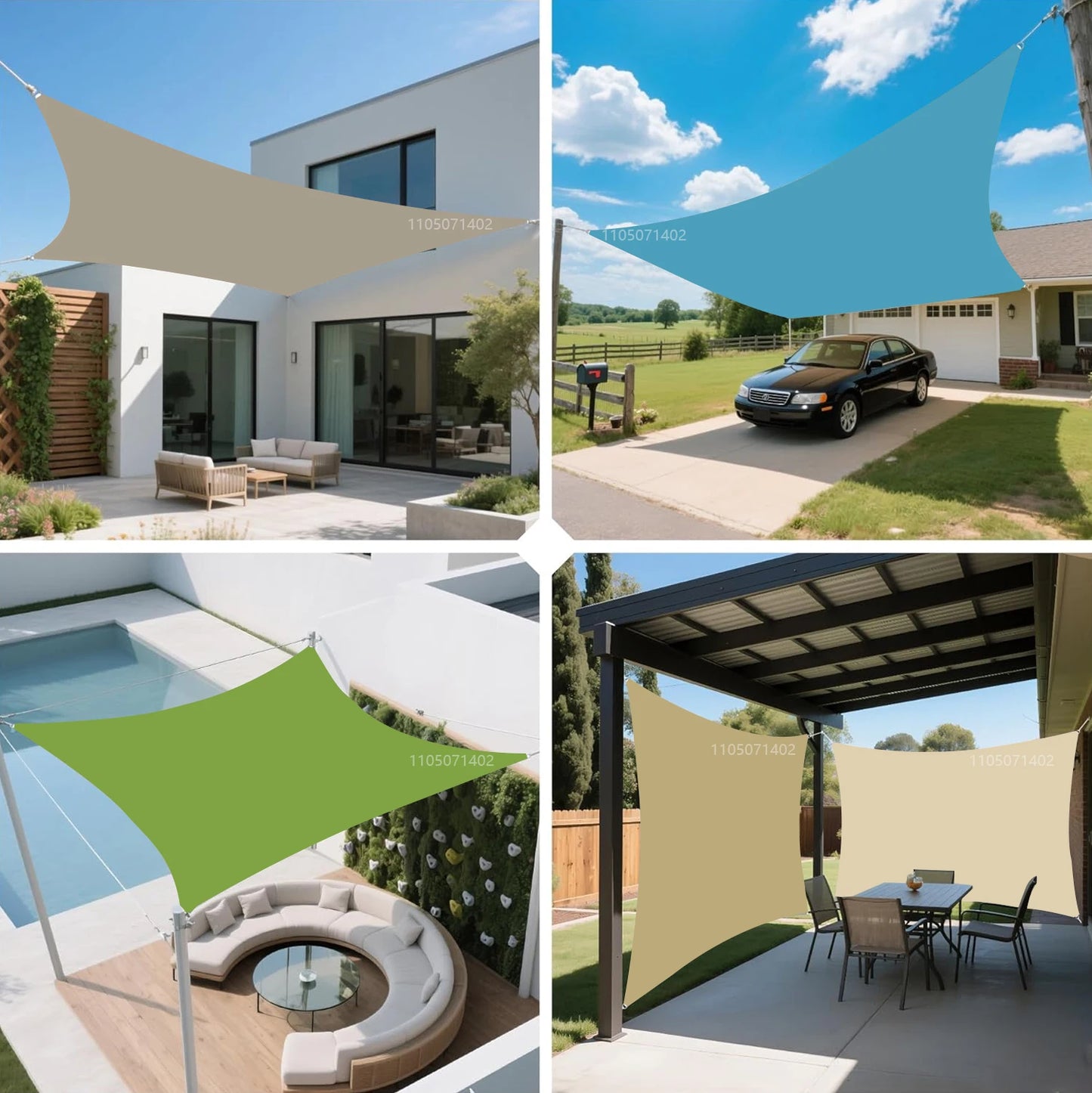 Waterproof Sun Shade Sail UV Block Canopy for Patio Garden Backyard Outdoor with D-Rings