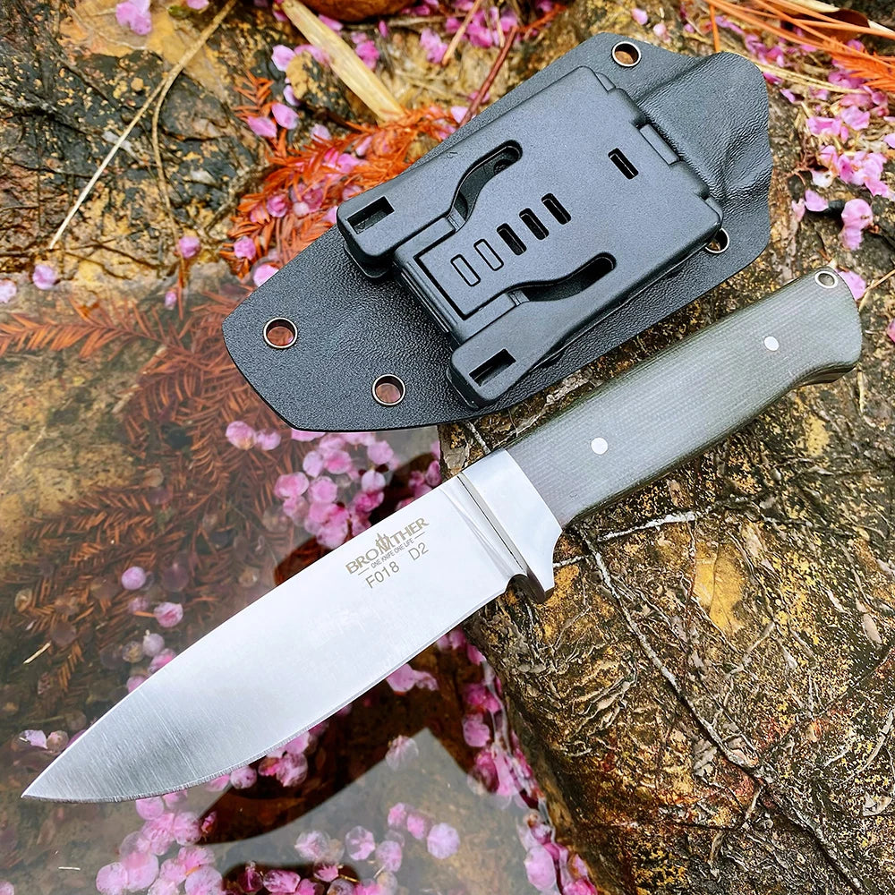 Brother Knife F018 Bushcarft D2 Hunting Knives Stone Wash Micarta Grips Sharp Fixed Blade Fishing Outdoor Knife