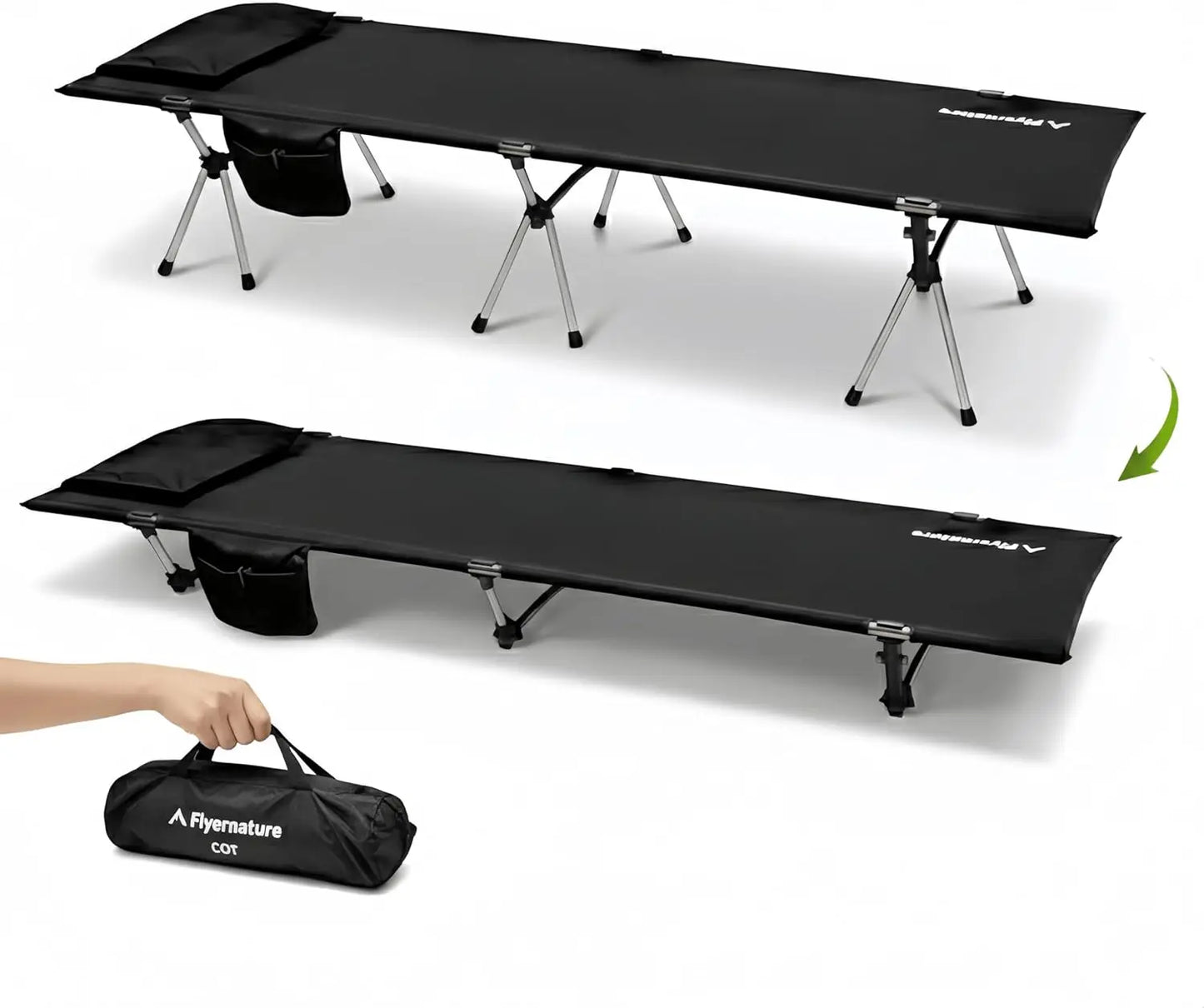 Camping Cot for Adults, Height Adjustable Sleeping Cot, Supports 300 lbs, Lightweight Compact