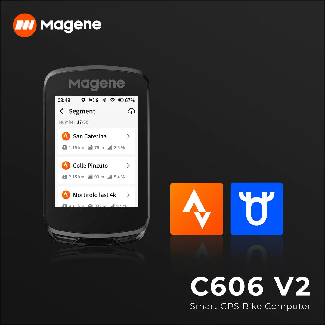 Magene C606V2 GPS Bike Computer Navigation Speedometer Bicycle Odometer Wi-Fi Offline Route Indoor Training 13 Language ClimbPro