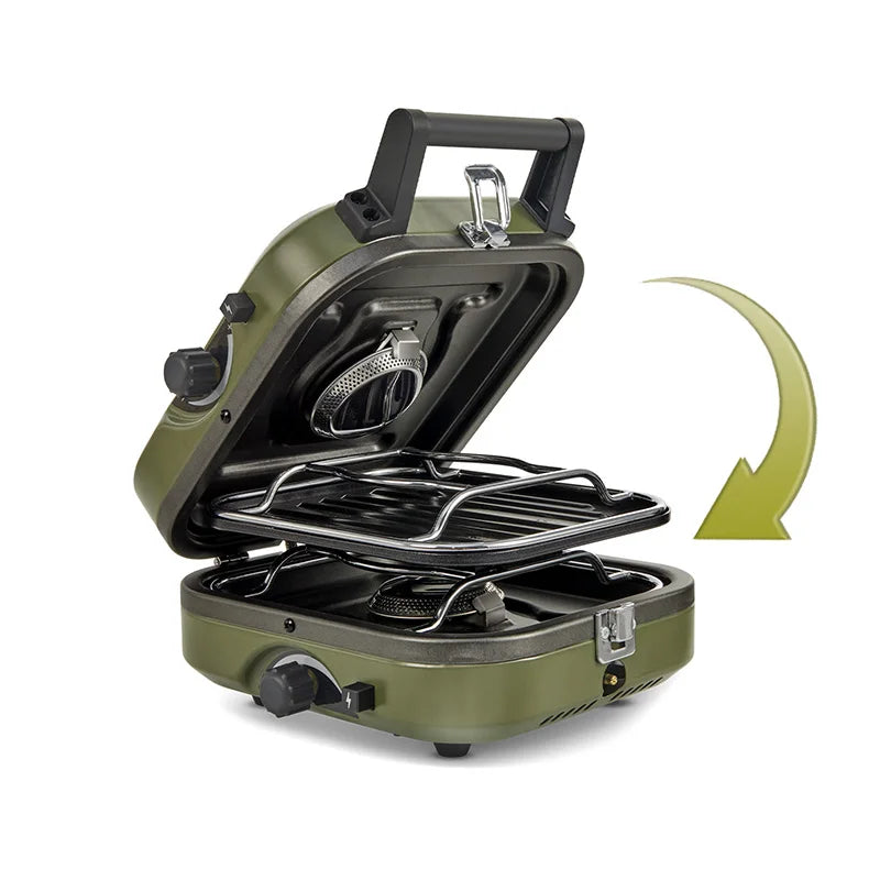 Naturehike Camping Stove 2 Burner Portable High Firepower Folding Camping Gas Burner with Griddle Outdoor Picnic Cooking Set Gas Stove
