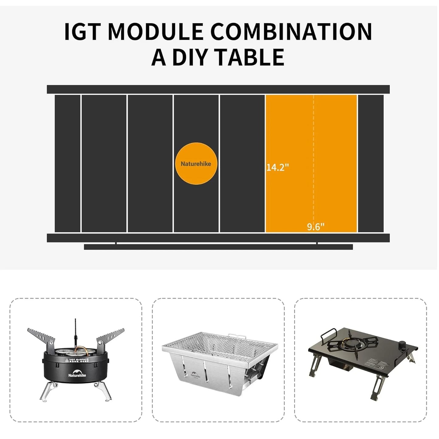 Naturehike Camping Folding Aluminum Alloy IGT Table Multifunctional Portable BBQ Grill Table Outdoor Picnic Cooking Table