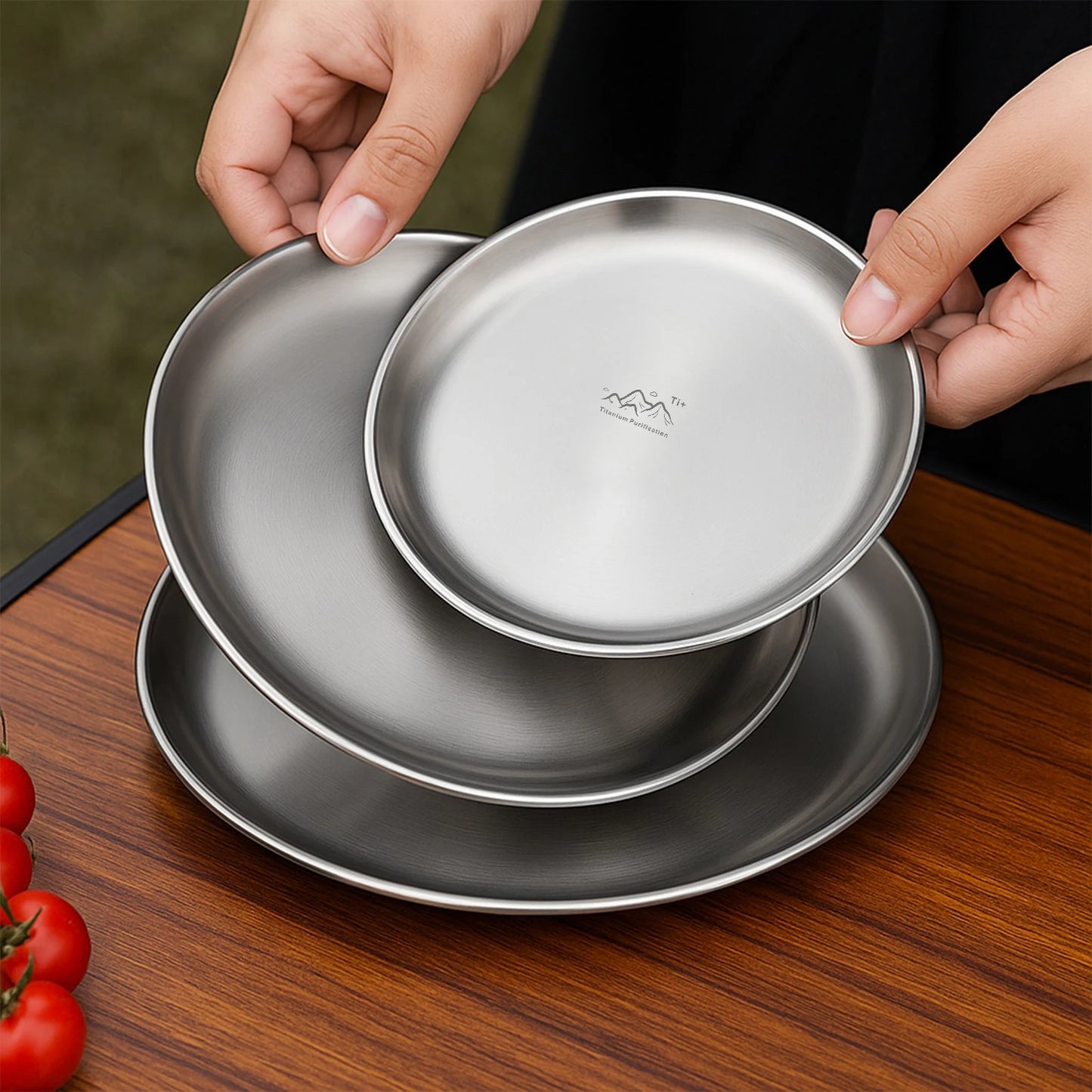 Titanium Purification Plate Portable Travel Tableware Rust Proof Backcountry Dinnerware Stackable Camping Tray Camping Supplies