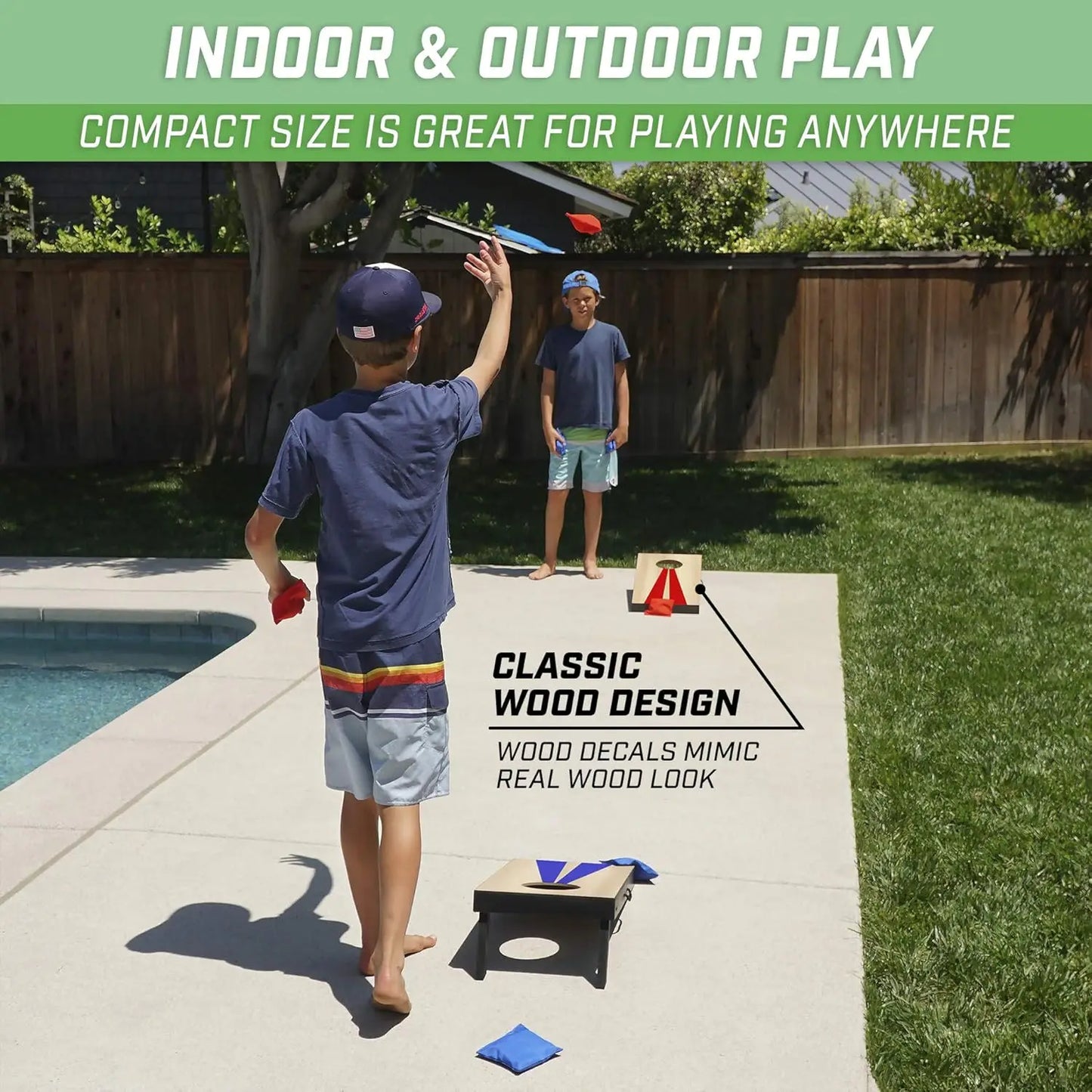 Portable Cornhole Game Set with 6 Bean Bags - Classic or Wood Designs for Indoor & Outdoor Fun