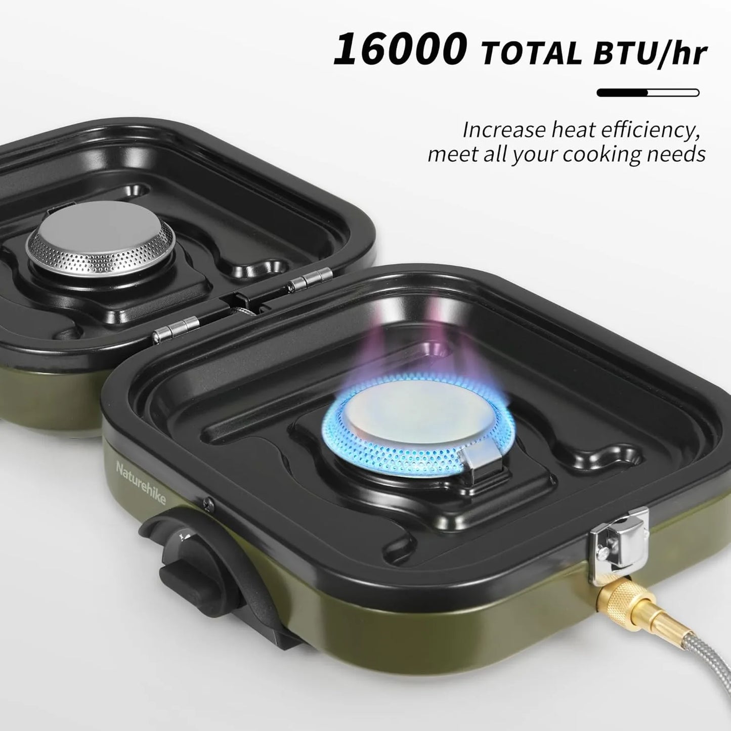 Naturehike Camping Stove 2 Burner Portable High Firepower Folding Camping Gas Burner with Griddle Outdoor Picnic Cooking Set Gas Stove