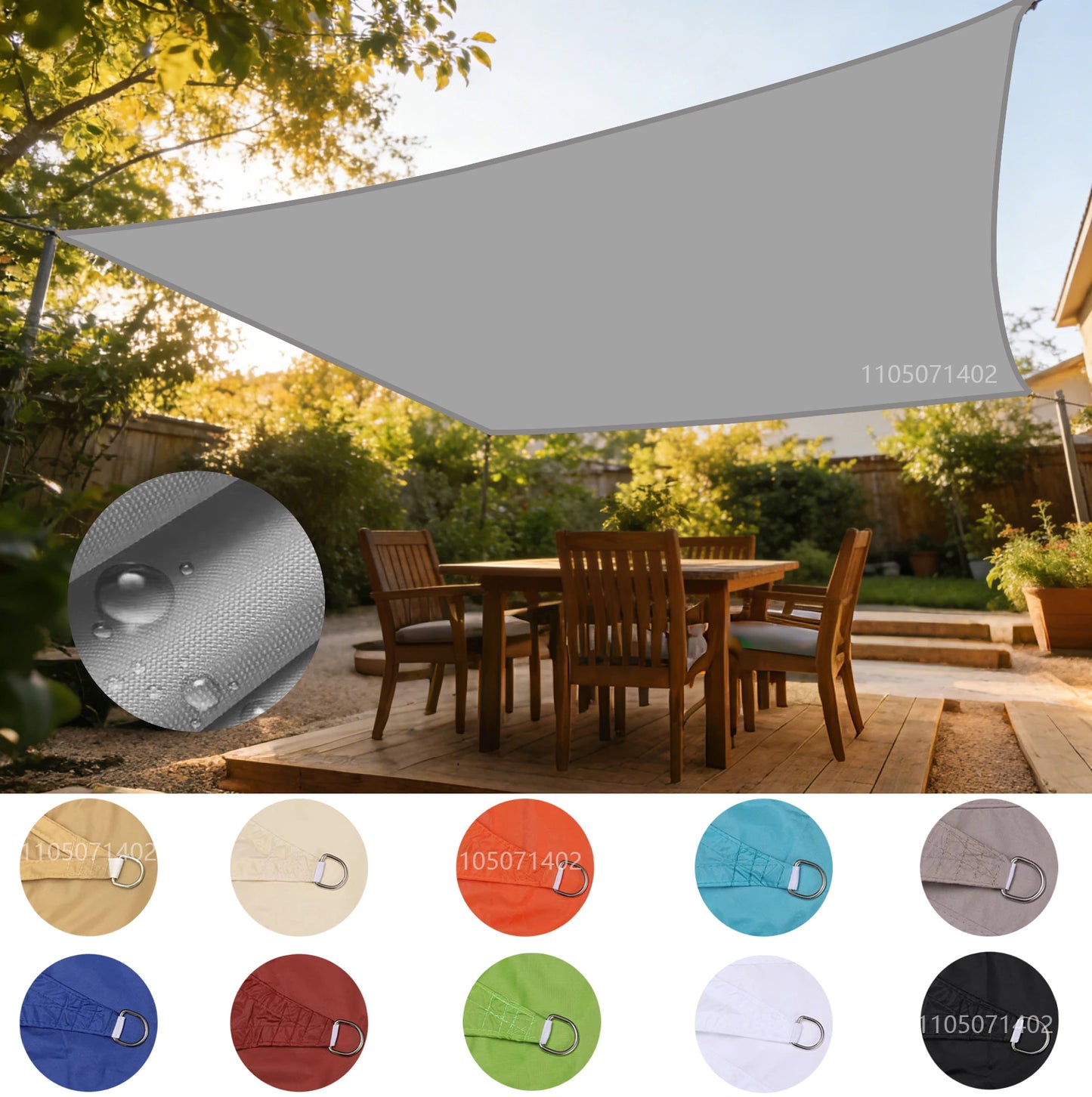 Waterproof Sun Shade Sail UV Block Canopy for Patio Garden Backyard Outdoor with D-Rings
