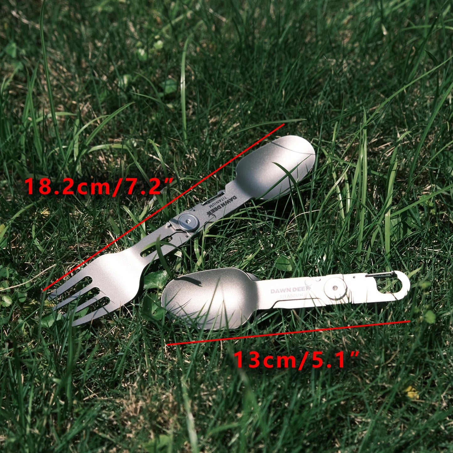 Titanium Folding Spoon and Fork for Camping, Multifunctional combination tableware - Lightweight, Durable Travel Utensil  - EDC