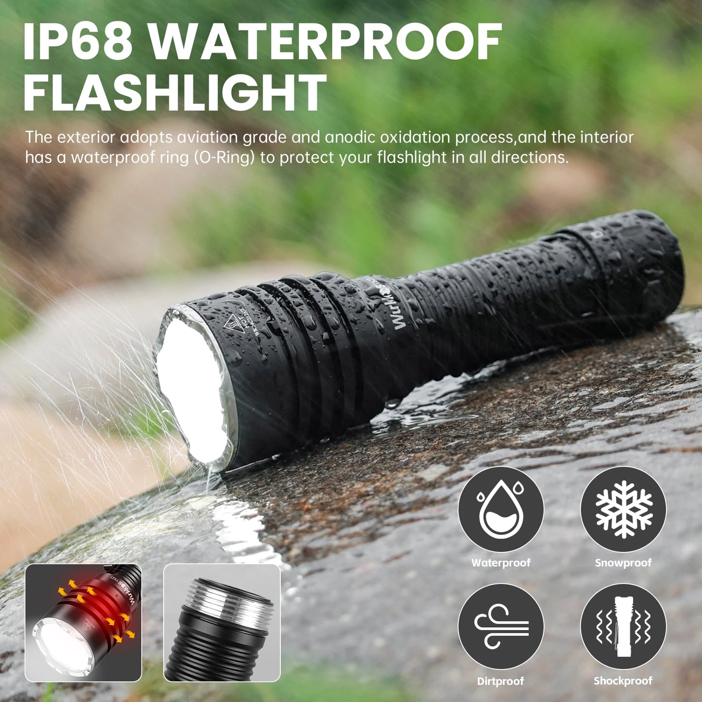 Wurkkos TS23 5000LM Ultra-Bright EDC Flashlight Featuring XHP70.3 HI & 21700 Battery IPX8 Rated with Tail Switch