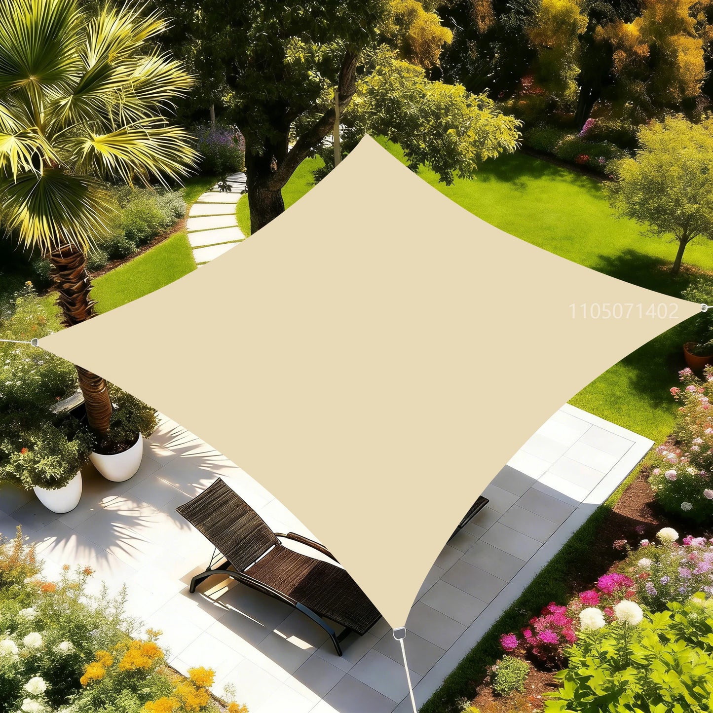Waterproof Sun Shade Sail UV Block Canopy for Patio Garden Backyard Outdoor with D-Rings