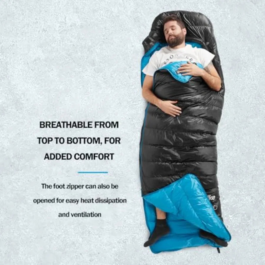 Ultralight Down Cold Weather Sleeping Bag 650FP Compact Sleeping Bag 3-4 Season for Adults and Backpacking Camping Hiking Trave