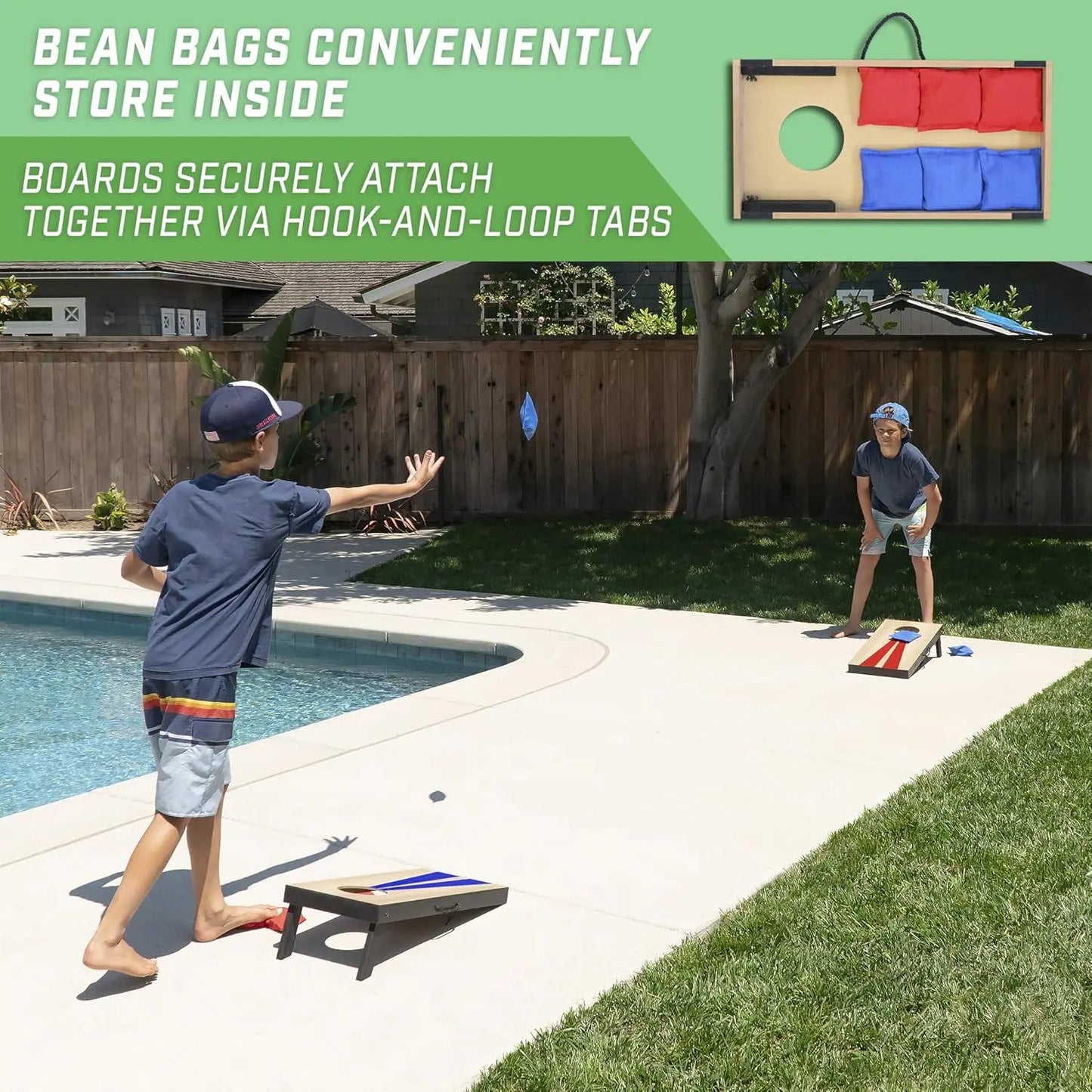 Portable Cornhole Game Set with 6 Bean Bags - Classic or Wood Designs for Indoor & Outdoor Fun