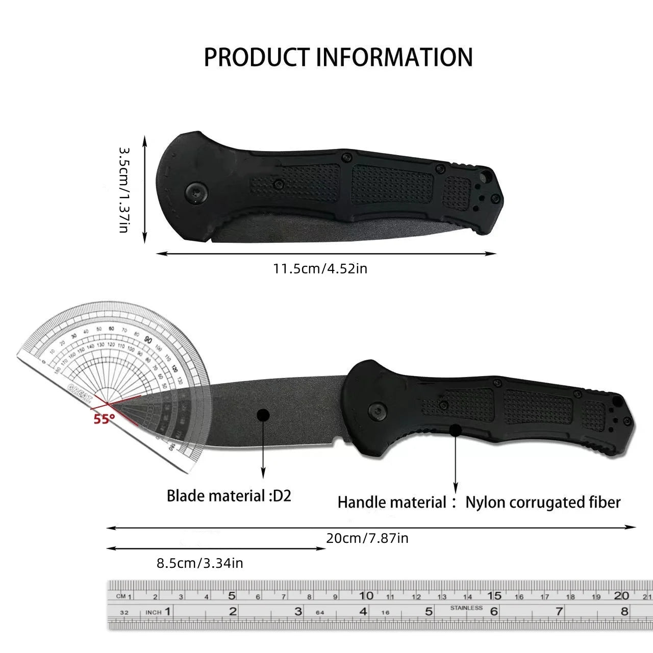 BM 9070 Pocket Folding Knife D2 Blade Nylon Fiber Handle Hunting Self-defense Camping Tactical Survival Knives Portable EDC Tool