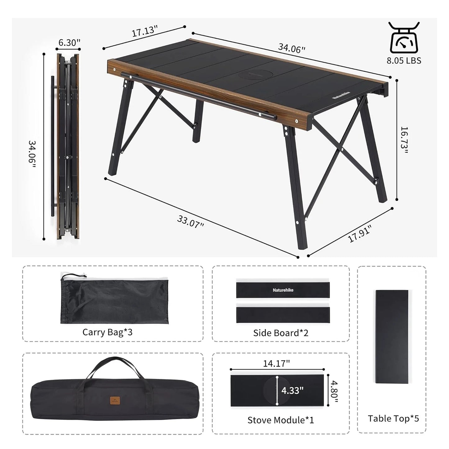 Naturehike Camping Folding Aluminum Alloy IGT Table Multifunctional Portable BBQ Grill Table Outdoor Picnic Cooking Table