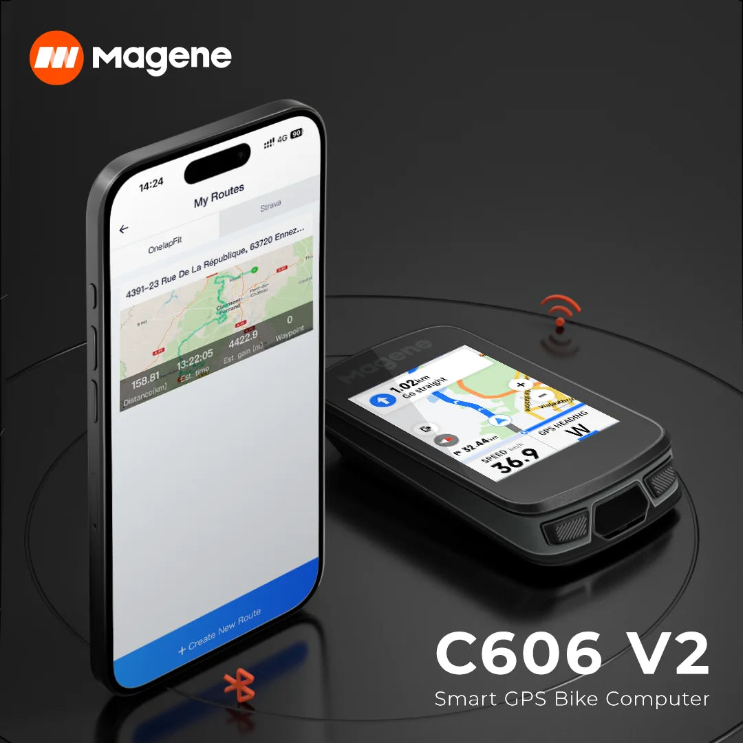 Magene C606V2 GPS Bike Computer Navigation Speedometer Bicycle Odometer Wi-Fi Offline Route Indoor Training 13 Language ClimbPro